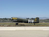 N45366 @ CMA - 1943 Douglas C53D SKYTROOPER 'D-Day Doll' of the CAF, two Curtiss-Wright R-1820-56 Cyclone 9 radials 1,200 Hp each, taxi to 26. My first aircraft ride was in a US Navy Douglas R4D version. - by Doug Robertson