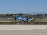 N2051D @ CMA - 1944 North American/Aero Classics P-51D MUSTANG 'This Is It', Packard license-built Rolls Royce V-1650-7 MERLIN 1,695 Hp, Limited class, taxi to Rwy 26 - by Doug Robertson