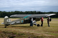 SE-GCH @ ESKD - Piper Cub SE-GCH painted in Swedish Army (Armen) colours, parked at Dala-Järna airfield, Sweden. - by Henk van Capelle