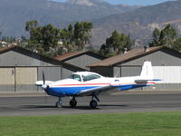 N91689 @ SZP - 1946 North American NAVION, Continental E225 upgrade, many mods, newly refinished, landing roll Rwy 22. Arriving from WHP to give Young Eagles rides. - by Doug Robertson