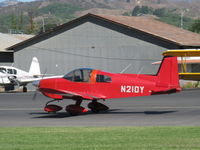 N21DY @ SZP - 1970 American AA-1, Lycoming O-235 115 Hp, landing roll Rwy 22 - by Doug Robertson