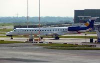 F-HELA @ EGCC - 1999 Embraer EMB-145EU, c/n: 145167 at Manchester , ex G-EMBK , SX-CMB and 
UP-EM003 - by Terry Fletcher