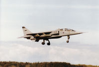 XX829 @ EGQS - Jaguar T.2A, callsign Wildcat 2, of 16[Reserve] Squadron on final approach to Runway 05 at RAF Lossiemouth in the Summer of 1995. - by Peter Nicholson