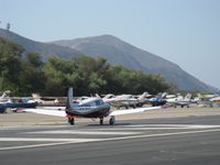 N4786H @ SZP - 1979 Mooney M20J 201, Lycoming IO-360-A&C 200 Hp, gorgeous refinish, takeoff roll Rwy 22 - by Doug Robertson