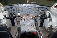 LN-SUC @ ENBO - The cockpit of the Fokker F.28, which is preserved in its original delivery colourscheme of Braathens SAFE in the Norsk Luftfartsmuseum at Bodø Airport, Norway. - by Henk van Capelle