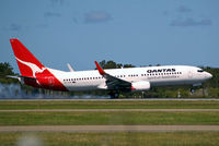 VH-VYH @ YBBN - Boeing 737-838 [34180] (QANTAS) Brisbane International~VH 18/03/2007. A heavy landing from the amount of smoke coming from  the tyres.