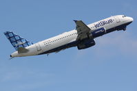 N587JB @ KSRQ - JetBlue Flight 164 Blue Kid in Town (N587JB) departs Sarasota-Bradenton International Airport enroute to John F Kennedy International Airport - by jwdonten