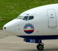 D-ASXG @ EDDL - Sun Express Deutschland, see the damaged nose after the Birdstrike - by A. Gendorf