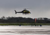 G-NTWK @ EGFH - After the rainstorm. Visiting Ecureuil II operated by Network Rail arriving for fuel. - by Roger Winser