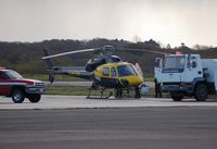 G-NTWK @ EGFH - Visiting Ecureuil II operated by Network Rail taking on fuel with the airport's fire and rescue tender FIRE 2 in attendence. - by Roger Winser