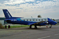 LX-SKS @ EBKT - Embraer Emb-110P1 Bandeirante [110381] (Sky Service) Wevelgem~OO 18/08/2002