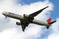 JA732J @ EGLL - Boeing 777-346ER [32430] (Japan Airlines) Home~G 29/08/2009. Wearing One World titles. - by Ray Barber