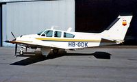 HB-GDK @ LSZL - Beech 95-D55 Baron [TE-576] Locarno~HB 27/09/1984. This was registered in the principality of Liechenstein note flag on the tail.
