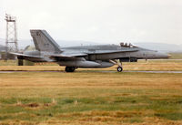 188730 @ EGQS - CF-188A Hornet of 433 Squadron Canadian Armed Forces preparing to depart on an Exercise Solid Stance mission from RAF Lossiemouth in September 1993. - by Peter Nicholson