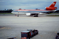 N145US @ MSP - scanned from original slide - taken at MSP, from inside terminal - early September 1993 - by Neil Henry