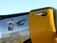 N4995C @ SZP - 1949 North American T-6G TEXAN 'Thirsty Girl', P&W R-1340 Wasp 600 Hp radial, 1949 Factory remanufacture, Experimental class, logos - by Doug Robertson