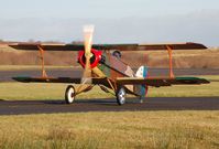 G-BNAI @ EGFH - Visiting Boredom Fighter coded 5 in the markings of the WWI 94th Aero (Pursuit) Squadron, US Army Air Service. - by Roger Winser