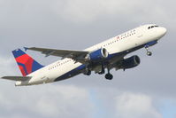N326US @ KSRQ - Delta Flight 1146 (N326US) departs Runway 14 at Sarasota-Bradenton International Airport enroute to Detroit Metropolitan Wayne County Airport - by Jim Donten