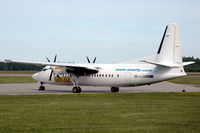 SE-LLN @ ESKN - Fokker 50, operated by SweFly, parked at Nyköping Skavsta airport, Sweden. - by Henk van Capelle