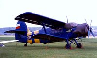 SP-ANG @ LSZG -  Antonov An-2T [1G26-17] Grenchen~HB 12/08/1997. Although cancelled on 2001-01-11 this was still wearing this registration when seen at Rybnik-Zorska~SP in 2011 SP-KNG has been reserved. 