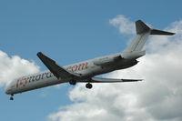 SE-RDS @ ESSA - Flynordic MD-83 approaching Stockholm Arlanda airport, Sweden.