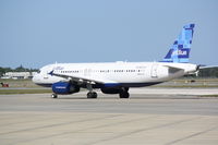 N605JB @ KSRQ - Jet Blue Airbus A320 (N605JB) taxis for departure from Sarasota-Bradenton International Airport - by Jim Donten