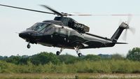 G-DPJR @ EGFH - Visiting S-76B helicopter arriving. - by Roger Winser