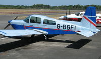 G-BGFI @ EGLK - AA-5A wearing a colour scheme reminiscent of British Airways, seen at Blackbushe on 17th July 2005