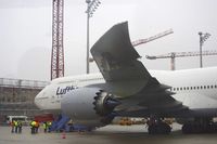 D-ABYA @ EDDM - Lufthansa 'Brandenburg' Boeing 747-8i on press tour in Munich Flughafen preparing to depart for Dusseldorf Flughafen.
