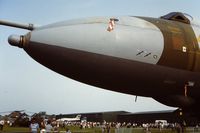 XM597 @ EGDX - With a replacement refuelling probe fitted, 44 Squadron's Vulcan XM597 was on static display at the RAF St Athan Battle of Britain Air Show 1982. - by Roger Winser