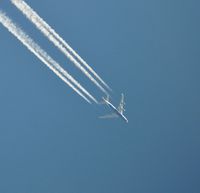 G-CIVY @ EGFH - British Airways B744 eastbound over Swansea Airport at 32500 feet. - by Roger Winser