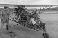 N1NH @ 8B1 - passenger Paul Mathewson at Hawthorne Feather airport in West Deering, NH fall 1972, McLaughlin pilot in command, - by photograper unknown