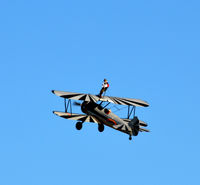 N68853 @ KCJR - Wing walker - top of wing in climb - Flying Circus - Culpeper Air Fest 2012