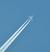 HZ-AKC @ EGFP - Saudi Arabian Airlines Boeing 777 westbound at 36000 feet over Pembrey Airport. - by Roger Winser