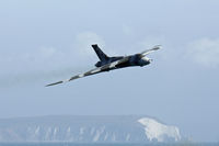 G-VLCN @ EGHH - Vulcan XH558 heading in to display over Bournemouth with The Needles behind. [My 3000th aircraft photo on A-D.com.] - by Howard J Curtis