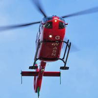 G-WASN @ EGFH - Wales Air Ambulance helicopter (Helimed 57) returning to base. - by Roger Winser