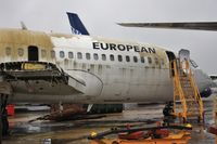 G-CEAH @ EGHH - Just cut up. but this fuse section is to be saved - by John Coates