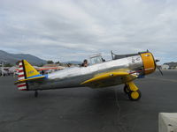 N4995C @ SZP - 1949 North American T-6G TEXAN 'Thirsty Girl', P&W R-1340 Wasp 600 Hp, 1949 Factory remanufacture, refueling the 'Thirsty Girl' - by Doug Robertson