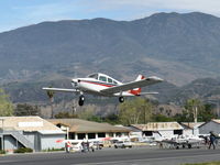 N7616R @ SZP - 1969 Beech B23 MUSKETEER CUSTOM, Lycoming O&VO-360 180 Hp, takeoff climb Rwy 22 doing pattern work. Santa Paula Ridge & Peak at 4,957' behind - by Doug Robertson
