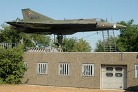 AR-105 @ N.A. - A Saab RF35 Draken reconnaissance fighter mounted on a pole in Roskilde, Denmark. It was Intended as full-size moving flight simulator for (youthclub) Ungdomsklubben Viadukten.