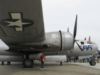 N529B @ CMA - 1944 Boeing B-29 SUPERFORTRESS 'FIFI', four Wright R3350-42 Cyclone 18 turbocharged engines 2,200 Hp each, #4 engine cowl, 4-blade CS prop and forward bomb bay doors open - by Doug Robertson
