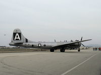 N529B @ CMA - 1944 Boeing B-29 SUPERFORTRESS 'FIFI', four Wright R3350-42 Cyclone 18 turbocharged engines 2,200 Hp each. OK, enough detail teasing-time to see the entire plane. Taxi turn on #2 & #3 engines to CAF ramp. - by Doug Robertson