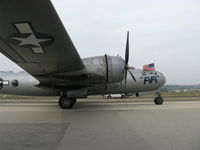 N529B @ CMA - 1944 Boeing B-29 SUPERFORTRESS 'FIFI', four Wright R3350-42 Cyclone 18 cylinder turbocharged radial engines 2,200 Hp each. Taxi back on #2 and #3 engines after landing Rwy 26 with all four. Saves 100LL! - by Doug Robertson