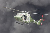 XZ192 @ EGDY - 40th Anniversary of the Westland Lynx. At Air Day. Dramatic shot in front of pyrotechics in the finale. - by Howard J Curtis