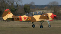 G-IUII @ EGTH - 2. Immaculate YAK 52 departing The Shuttleworth Collection at Old Warden.