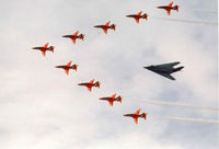 85-0830 @ EGVA - In formation with the Red Arrows. - by Howard J Curtis