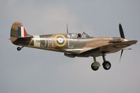 G-MKVB @ EGHR - G-MKVB / BM597/JH-C (cn CBAF.2461) 1942 Spitfire landing in Goodwood after its flight display. - by FerryPNL