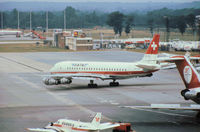 HB-IDB @ LGW - DC-8-53 of SATA departing from Gatwick in the Summer of 1976. - by Peter Nicholson