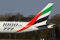 A6-EGO @ EGCC - Emirates 1000th 777 scheme - by Chris Hall