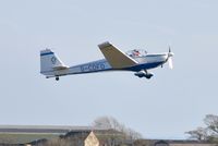 G-CDFD @ EGFH - Visiting Falke SF25 departing Runway 28. Fitted with glider towing gear. - by Roger Winser
